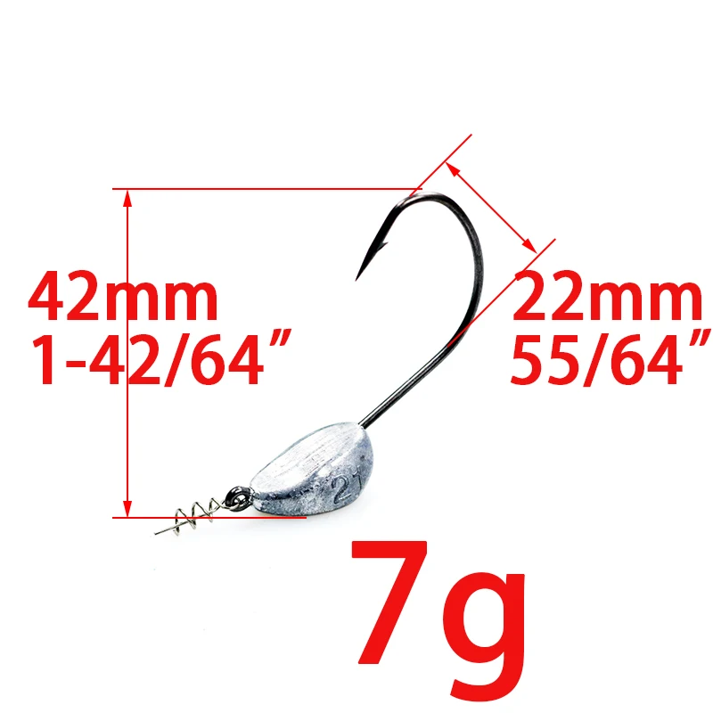 7g 5pcs 5 шт., 3,5 г, 5 г, 7 г, 10 г, 15 г, 21 г, свинцовая головка джига со спиральным винтом, рыболовные приманки, джиг-приманка, крючок, рыболовные снасти, джигеды, рыболовные крючки - Цвет: 7g 5pcs