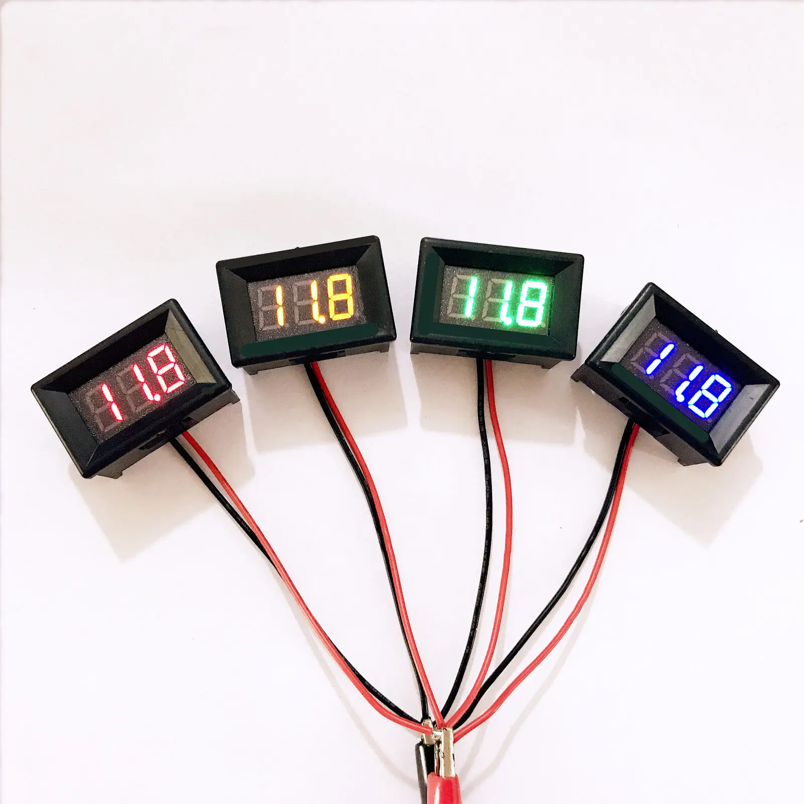 Вольтметр и термометр 2 в 1 светодиодный цифровой дисплей комбинированный