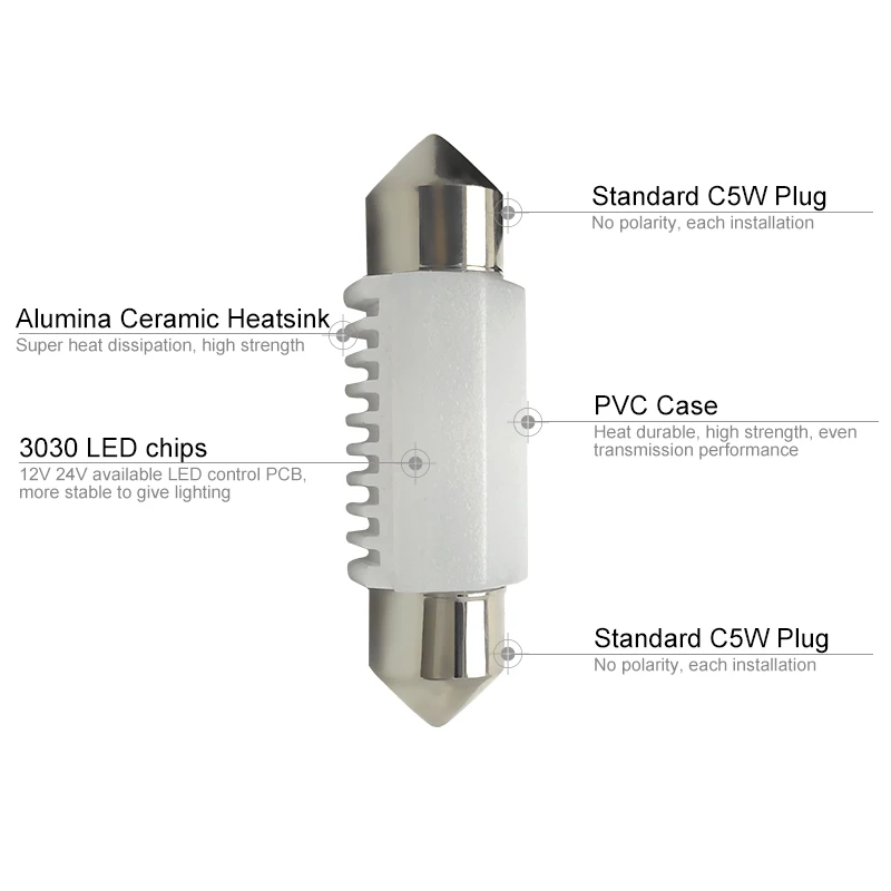 CARCTR Светодиодные Автомобильные фары 3030 чипов C5W C10W LED 31/36/39/41 мм Автомобильный