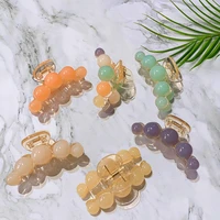 light colored gemstone bead hair clips claw acrylic hairpin for women female elegant simple bead hair clips 2021 new