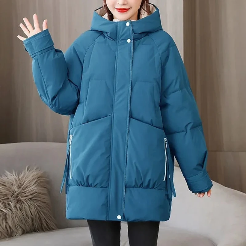 

Women's Fashion Mid-length Korean Version of Thick Loose Cotton-padded Jacket Youth Padded Jacket 2021 New Cotton-padded Jacket