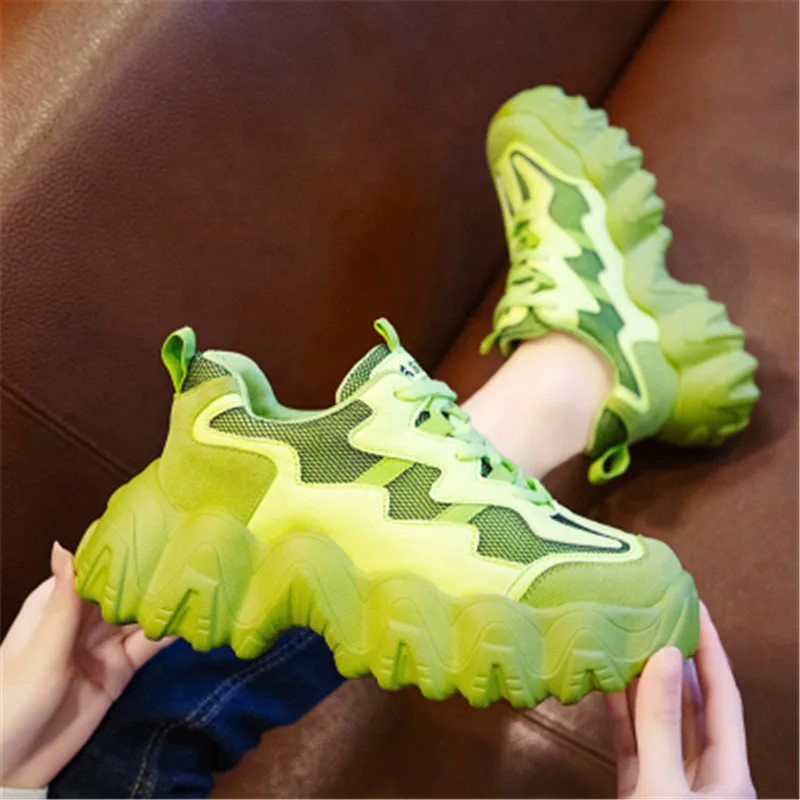 Кроссовки женские сетчатые на платформе 7 5 см весенне летние|Женские кроссовки и