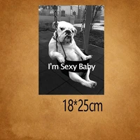 18x25cm fashion sexy pug dog animal iron on patches for diy heat transfer clothes t shirt thermal stickers decoration printing