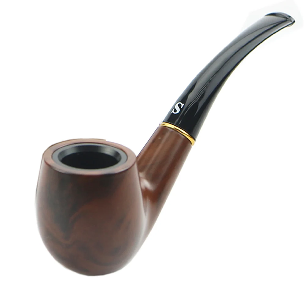 

Traditional Style Ebony Plastic Handmade Tobacco Smoking Pipe Bent Round