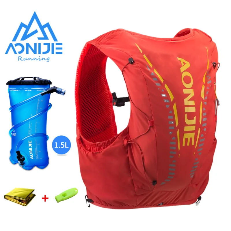 AONIJIE C962 12L Lightweight Hydration Pack Hydration Race Vest Backpack For Hiking Trail Running Ultra Marathon Race Bag Orange