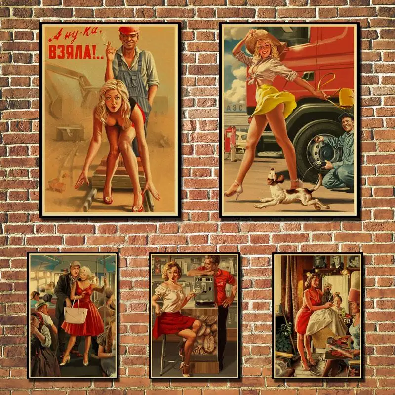 Винтажные постеры pin up girl принты картина на стену высококачественный