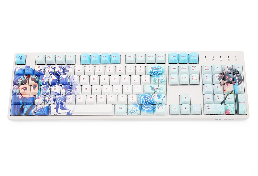 Черри профиль краситель Sub Keycap набор толстый ПБТ пластик пекинг опера Белый Синий