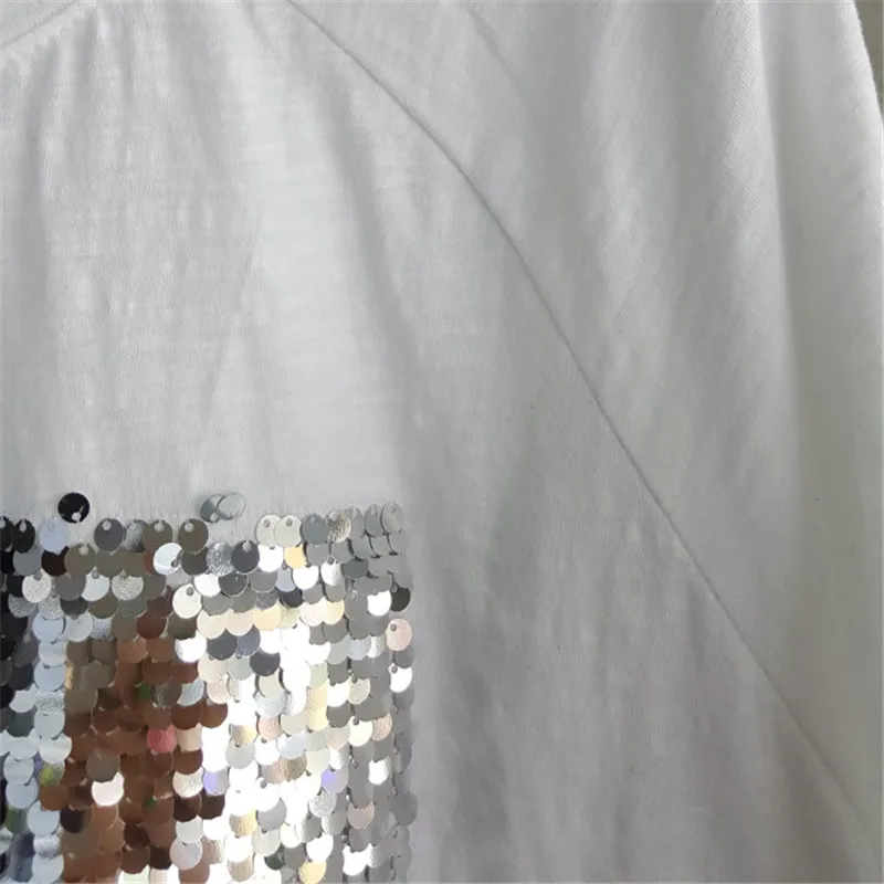 Женские хлопковые футболки с блестками свободные топы коротким рукавом и для