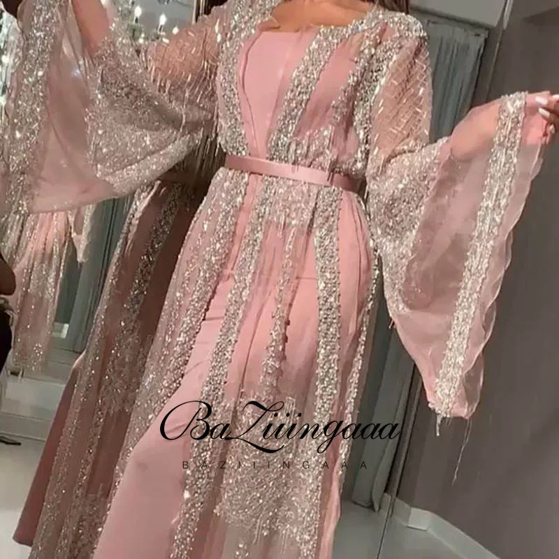 

2021 Gold Stamp Sexy Long Pink Gown Dress Shawl Party Gown Evening Dress Long Silver Shawl Evening Dress Coat