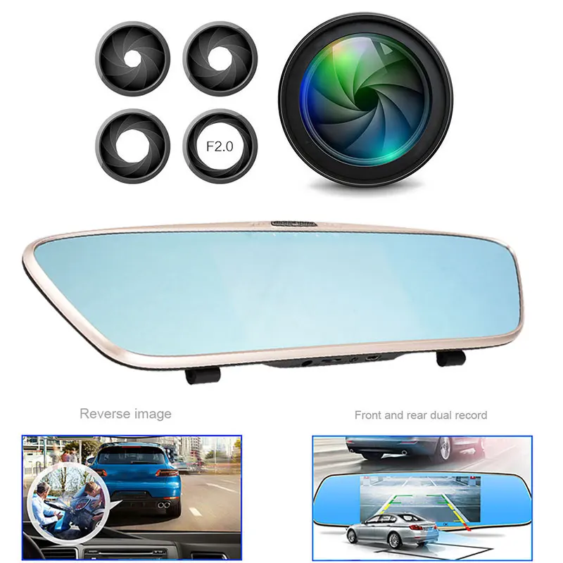 5 &quot2.5D ips Автомобильный видеорегистратор с сенсорным экраном 170 ° Dash двойная