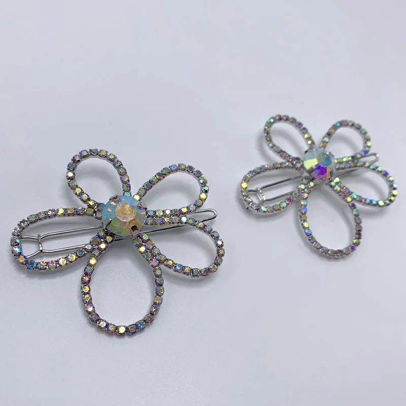 flower two pieces Ins Fashion Harajuku заколка для волос с кристаллами в форме сердца, блестящие стразы, шикарные панк заколки для волос, аксессуары для волос для женщин и девушек - Цвет: flower two pieces