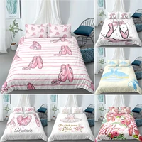 pink ballet accessory shoes dress bedding set duvet cover white home textile bedclothes for kids 135x200 king single twin size