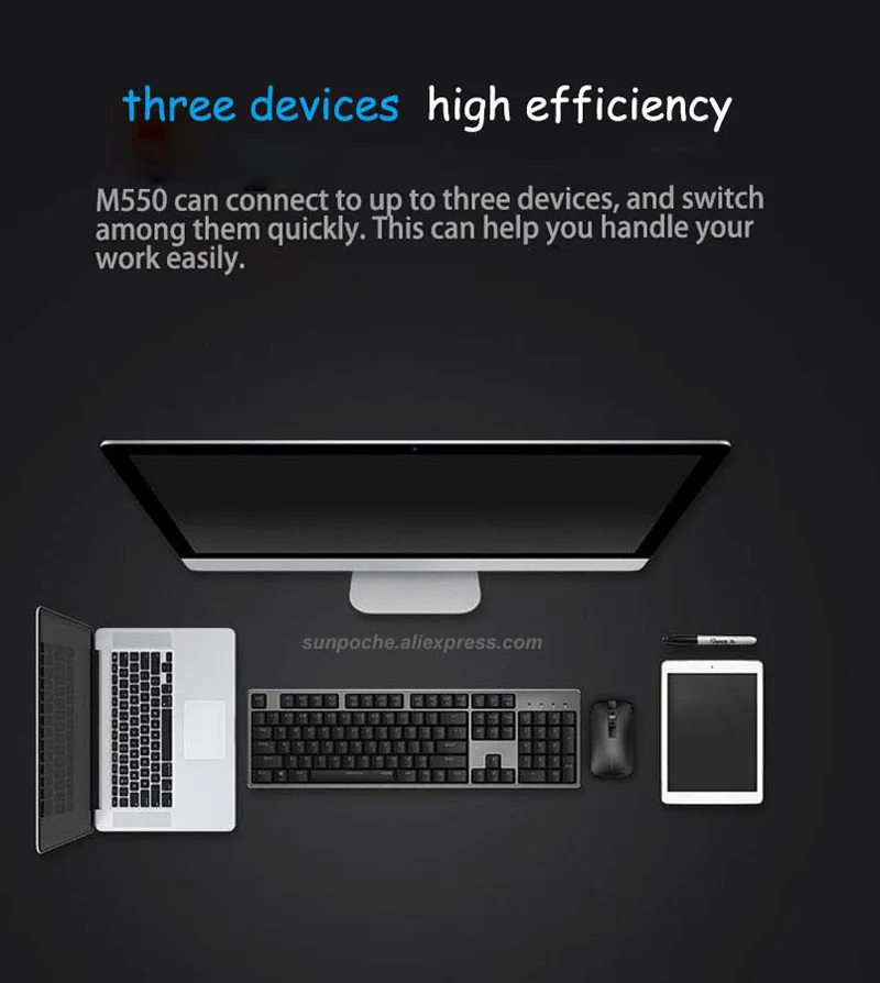 Rapoo M550 перезаряжаемая многорежимная Bluetooth 3,0/4,0 и 2,4G беспроводная мышь офисный ПК управляемая 3 устройства Бесшумная тонкая мышь