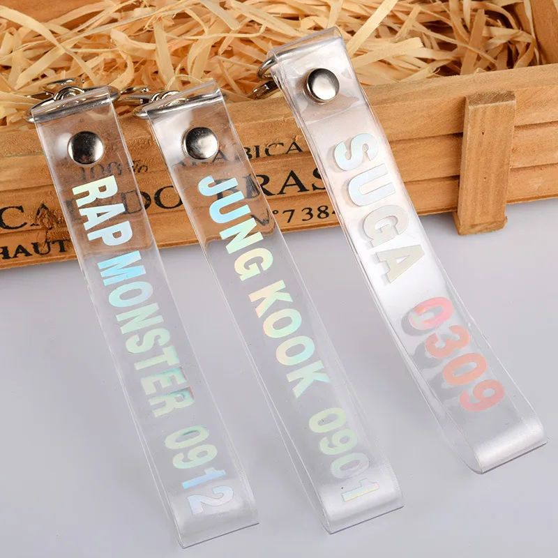 

Kpop High Quality Bangtan Boys Lanyard Keychain Mobile Phone Lanyard Transparent Laser Strap Pendant Key ChainWholesale