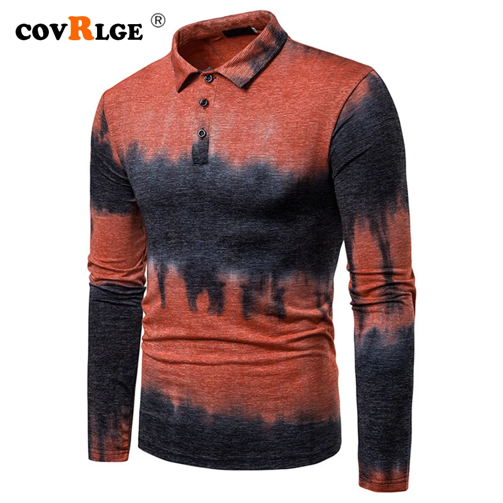 

Covrlge Men Poloshirts New Arrival Autumn High Quality Tie Dye Shirt Casual Polo Shirts Men's Long Sleeve Poloshirt MTP151