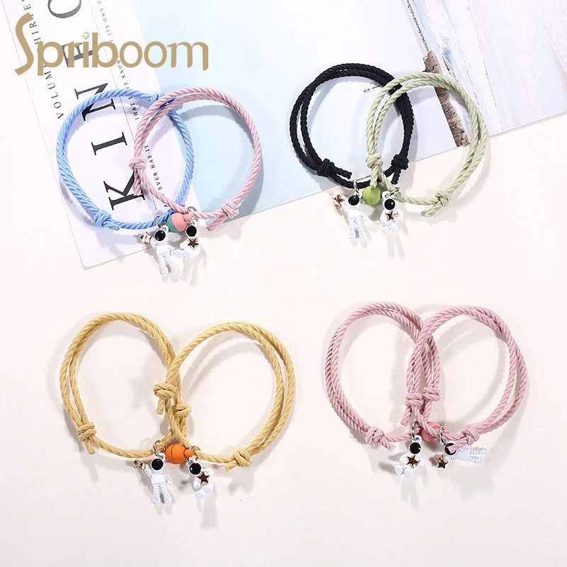 

New Magnet Couple Bracelet Star Astronaut Charm Bracelets for Women Men Attractive Jewelry Valentine's Day Lover Friends Gift