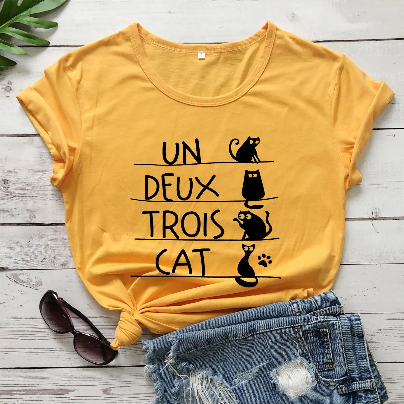 

Футболка женская, из 100% хлопка, с принтом кота UN DEUX