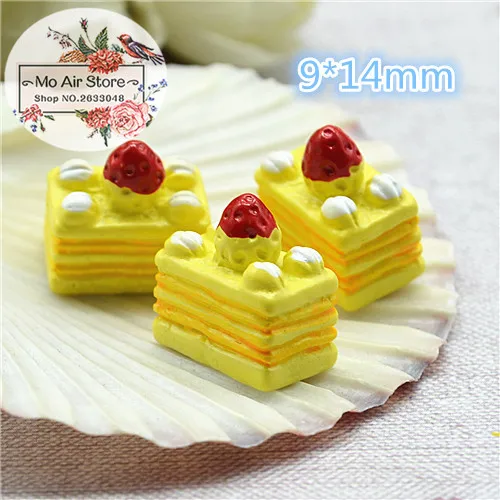 

strawberry lemon cake dessert 10PCS 9x14mm Resin Flatback Cabochon Miniature Food Art Supply Decoration Charm Craft