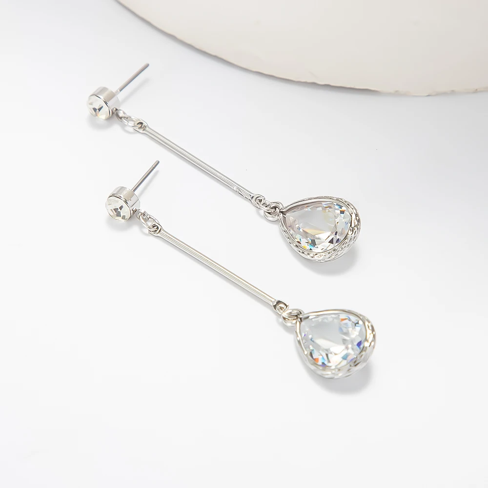 Тренд капли воды серьги с фианитами женские Винтажные висячие для свадебной
