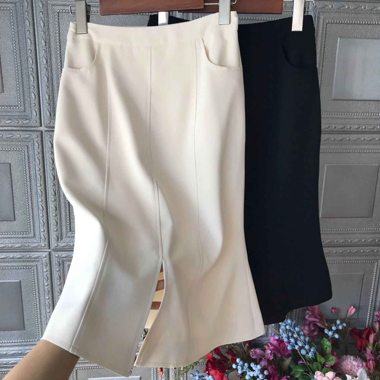 

Уличная Женская юбка, летняя французская облегающая юбка с разрезом спереди