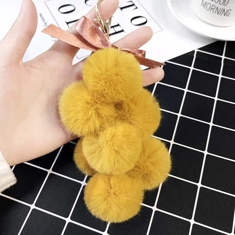 Брелок для ключей с фруктовым шариком из искусственного кроличьего меха помпон