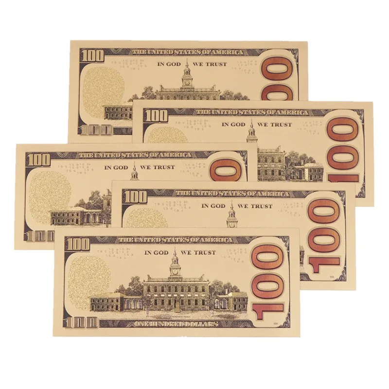 

5 шт./лот $100 доллар, Золотая фольга 24k, золотые бумажные банкноты в долларах США, поделки «сделай сам»