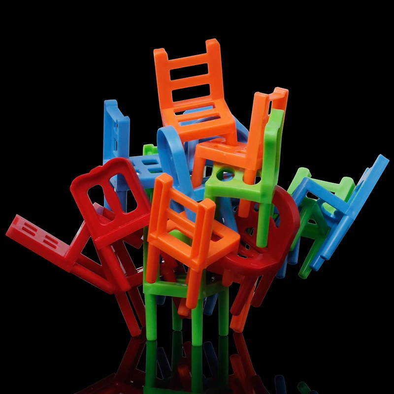 Kids Educational Family Game 18pcs Mini Chair Balance Blocks Toy Plastic Assembly Stacking Chairs Balancing Training Toys | Игрушки и