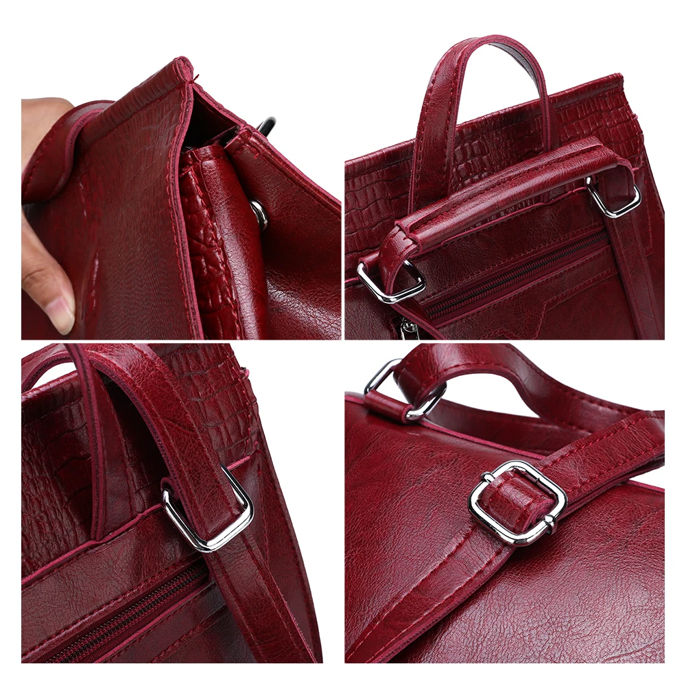 

Luxury Crocodile Pattern Female Backpack Quality Leather Women Backpacks Large Capacity Laptop School Bags Teens Travel Bags