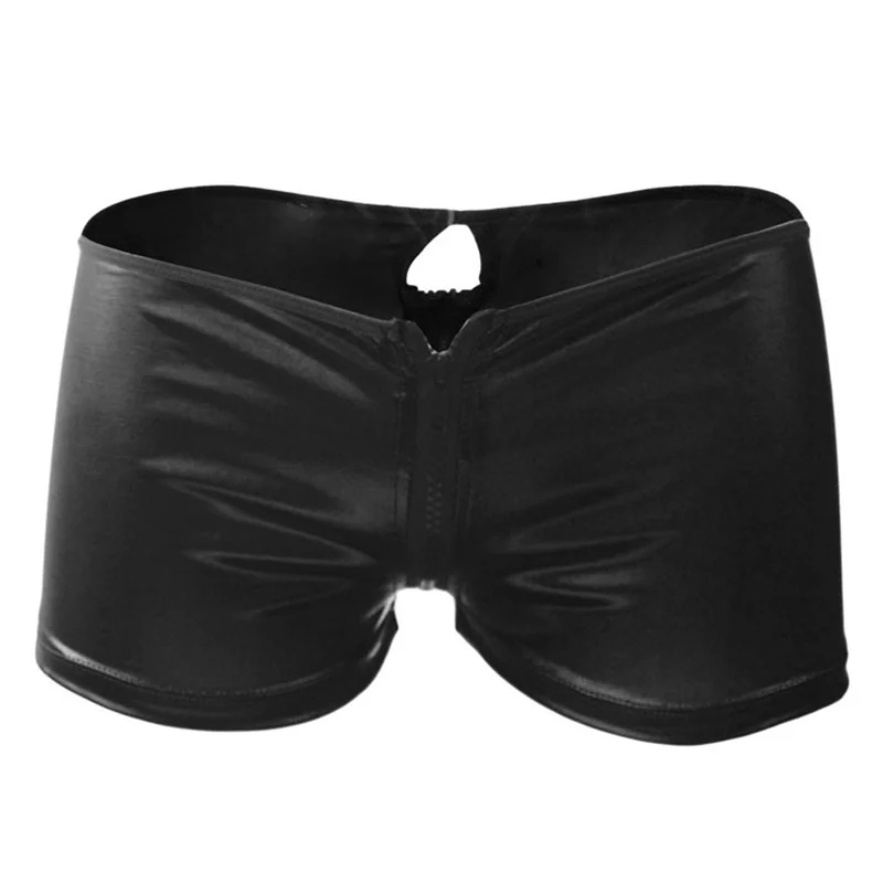 Мужские Эротические трусики из искусственной кожи с двойной молнией|leather panties|double