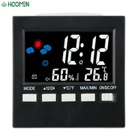 thermometer hygrometer calendar clock lcd digital alarm clock desk weather forecast display multifunction home office