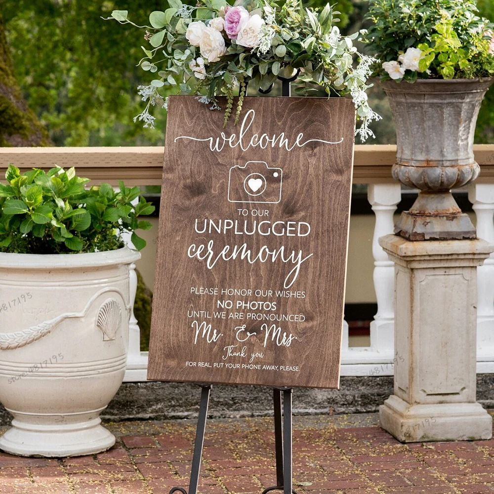 Приветствуется разблокированный Свадебный знак вертикальный деревянный вход