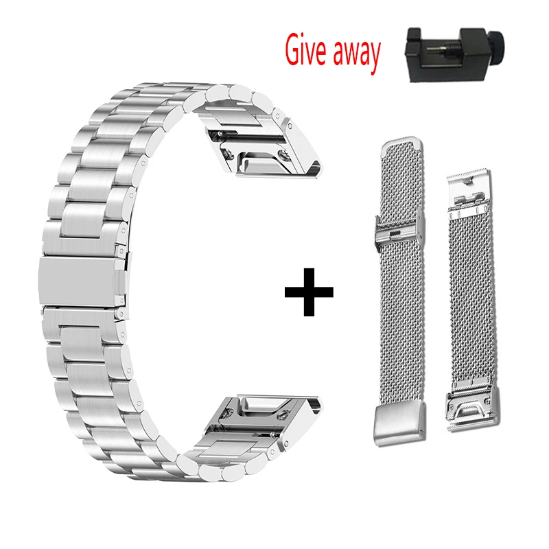

For Fenix 6x Pro/3 HR/Fenix 5X Plus 5S stainless steel strap Garmin adapter 20mm 22mm 26mm Milanese ring strap Watch accessories