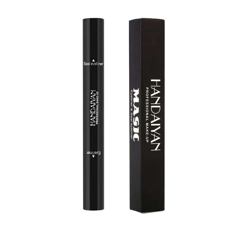 eyeliner - tattoo 1 шт. зубная щетка с двумя головками и уплотнения, черный цвет, подводка для глаз, Треугольники уплотнение подводка для глаз «2 в 1» Водонепроницаемый макияж глаз, подводка для глаз, карандаш для глаз штамп - Цвет: eyeliner - tattoo