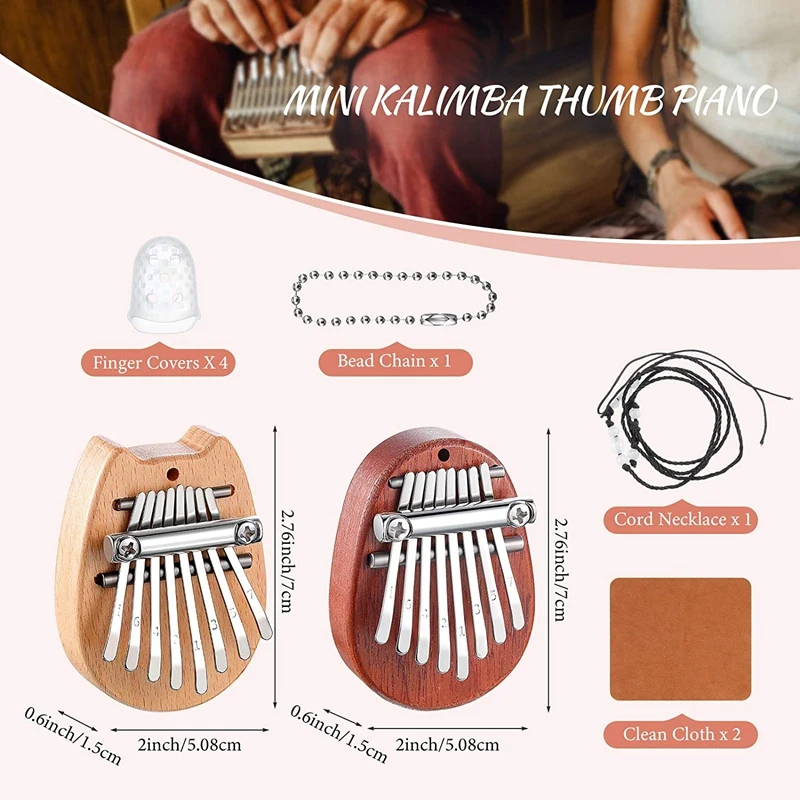 

8 Keys Mini Kalimba Thumb Piano Finger Piano Set with Lanyard and Finger Protector,for Kids and Adults Beginners
