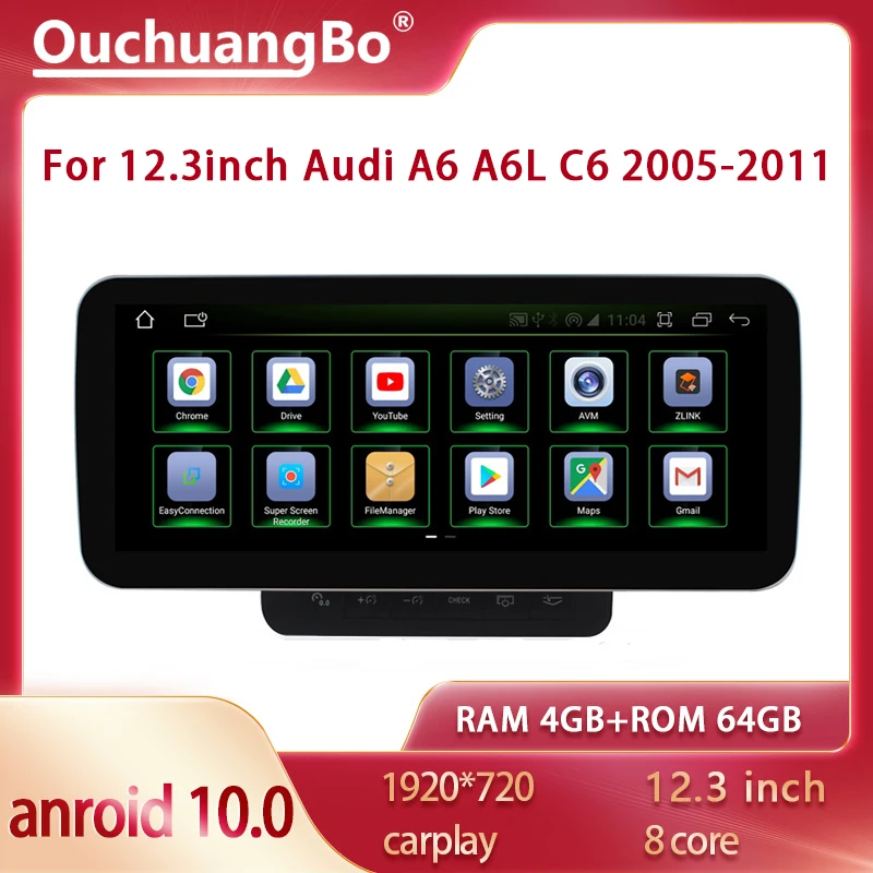 

Ouchuangb Qualcomm GPS navi autoradio For 12.3 inch A6 A6L C6 2005-2011 car radio Blu ray carplay Video player Android 10