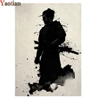 5D алмазная живопись японский самурай черно-белая Алмазная вышивка полный квадратный круглый дрель Пазлы домашний декор ручной работы Новинка