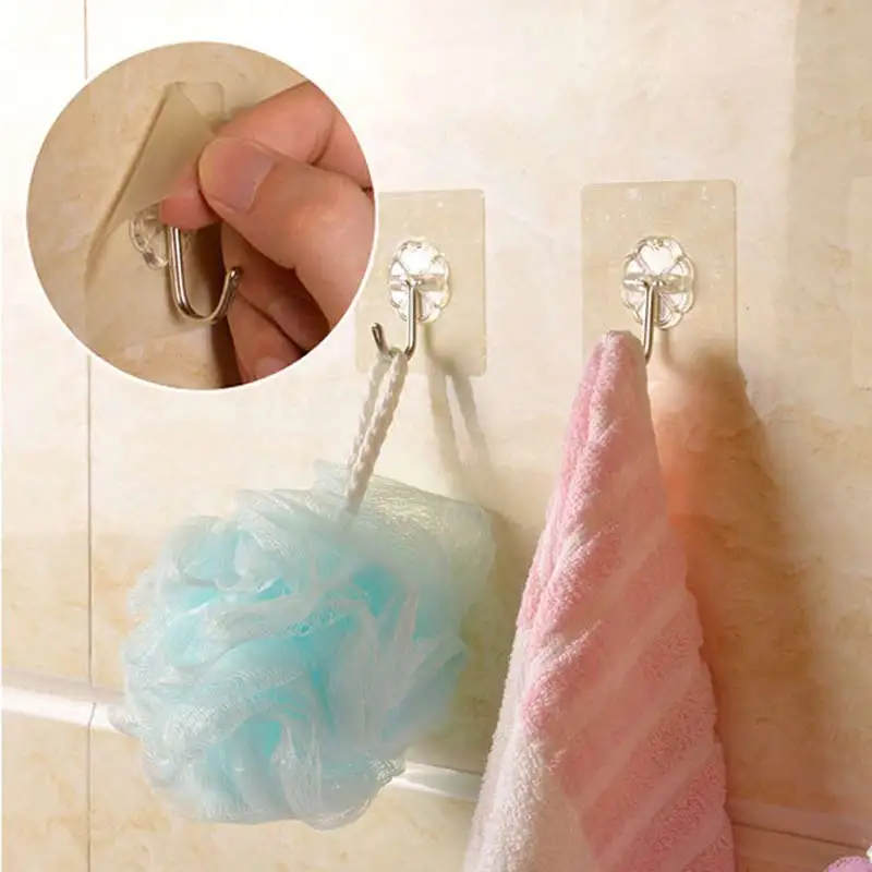 

Strong Adhesive Wall Hook Transparent Removable Hanger Hooks key holder for Bathroom Kitchen Crochet