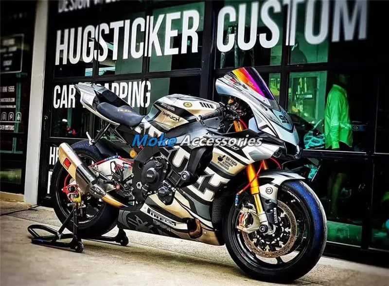 

Motorcycle Fairings Kit Fit For Yzf R1 2015 2016 2017 2018 2019 Bodywork Set High Quality ABS Injection New Silvery grey/black