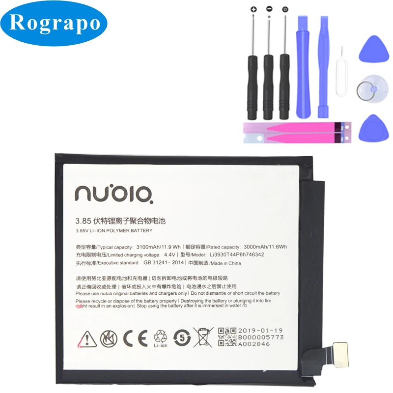 

Original 3100mAh Li3930T44P6h746342 Battery For ZTE nubia Z17S Z17 S NX595J Bateria Cell Mobile Phone Batteries