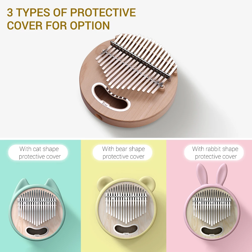 Tom TK-CI-CT 17-клавишным круглый Форма игрушечное пианино калимба клена с сумкой для