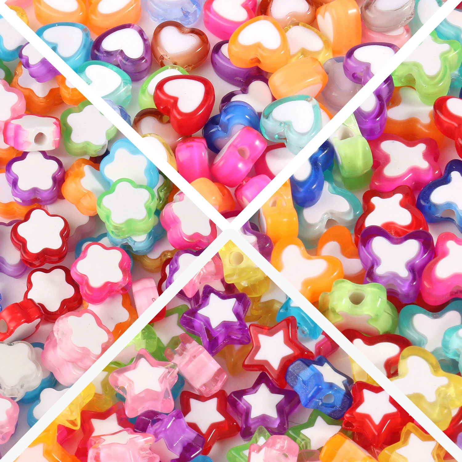 

Colorful Acrylic Beads Love Heart Star Shape Loose Beads for Jewelry Making Needlework DIY Handmade Bracelet Craft Accessories