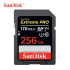 Карта памяти SanDisk Extreme Pro, карта памяти 64 ГБ, 128 ГБ, 256 ГБ, SDXC 170MS, поддержка C10, U3, V30, 4K для цифровой камеры 32 Гб
