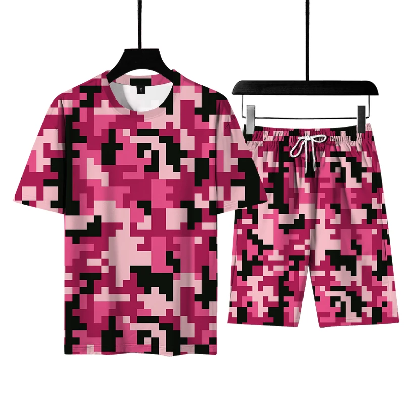

Sports Suit Men's Summer Basketball Sportswear New Camouflage Sportswear Short-sleeved Fitness Shorts Running T-shirt + Shorts