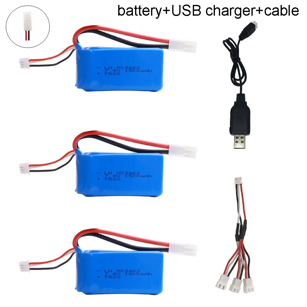 Литий Полимерный Аккумулятор 7 4 В 1500 мАч с зарядным устройством USB кабель 3 в 1 для