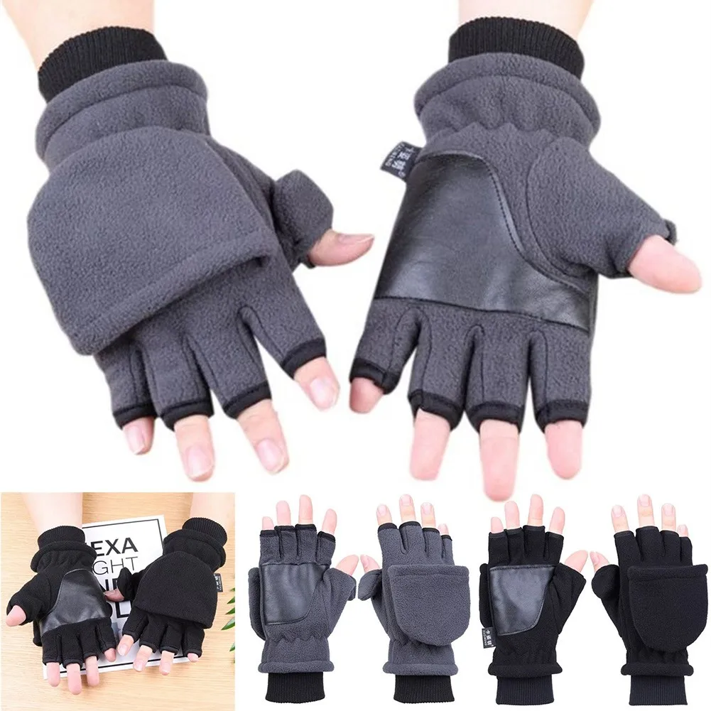 

Motorcycle Cycling Gloves Half Finger Motorcycle Men'S And Women'S Half-Finger Thick Touch Screen Gloves Winter Fleece Lining
