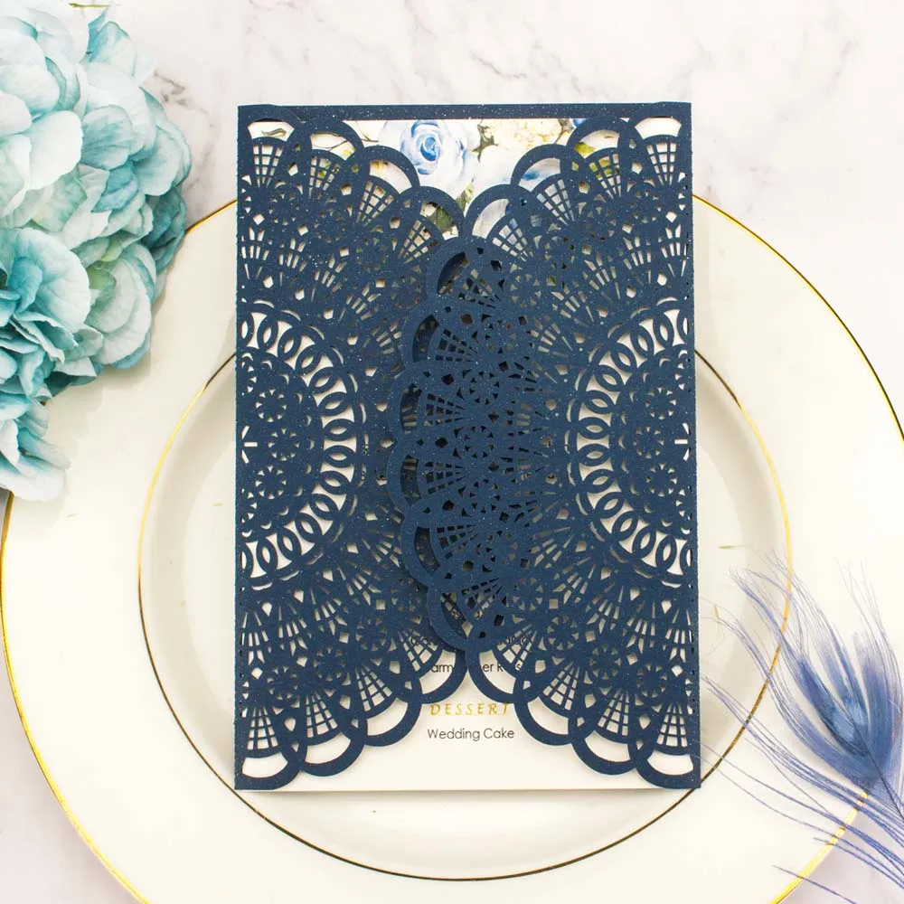 150 шт. лазерная резка pocketfolds розовые свадебные пригласительные открытки