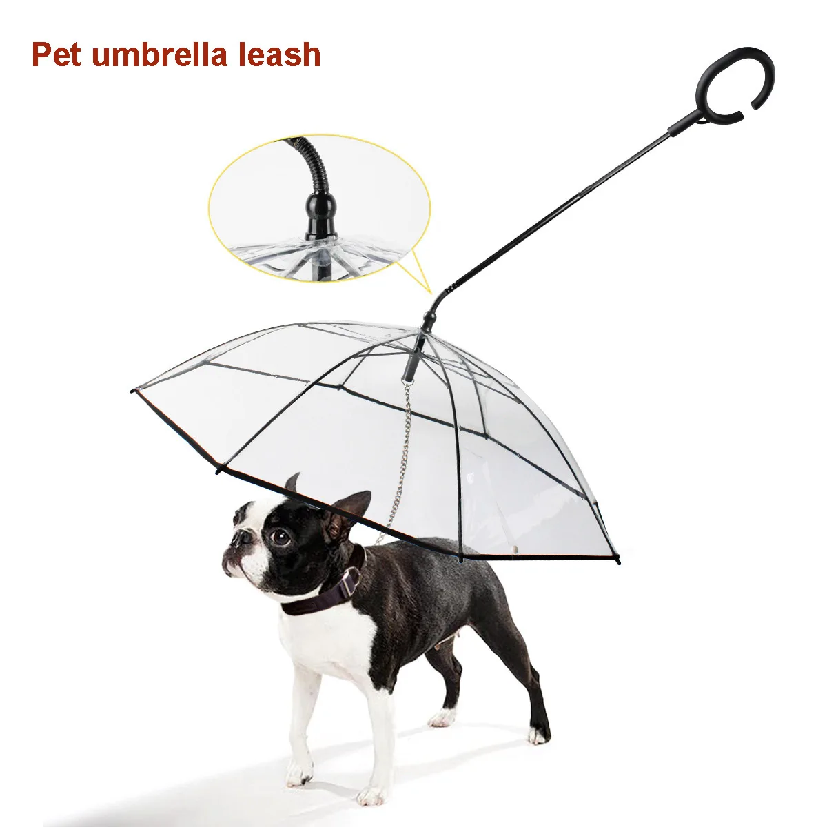 

Newest Telescopic Handle Transparent Pet Umbrella With Dog Leash for Rain Walking Umbrellas Waterproof Cat Supplies Pet Products