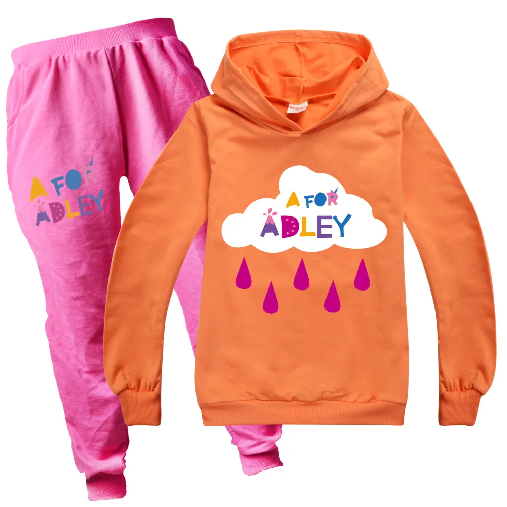 A for Adley Kids Girls Hoodie Sweatshirts+Pants Autumn Spring Children's Clothing Cartoon Costume Baby Boy Clothes 2-piece Suits