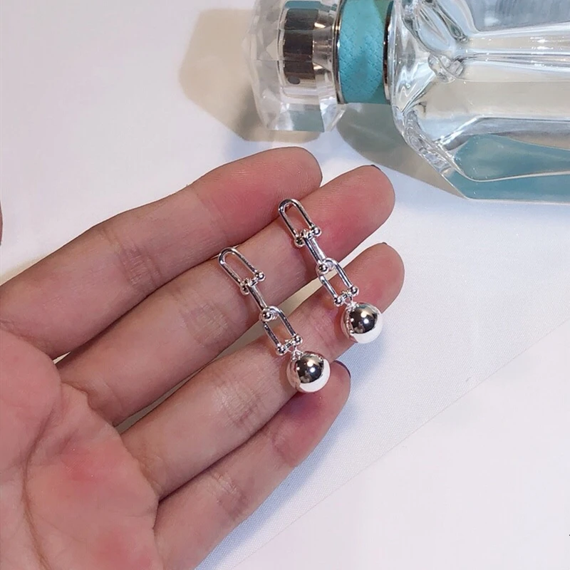 Женские u-образные серьги с шариками подарок на день Святого Валентина из