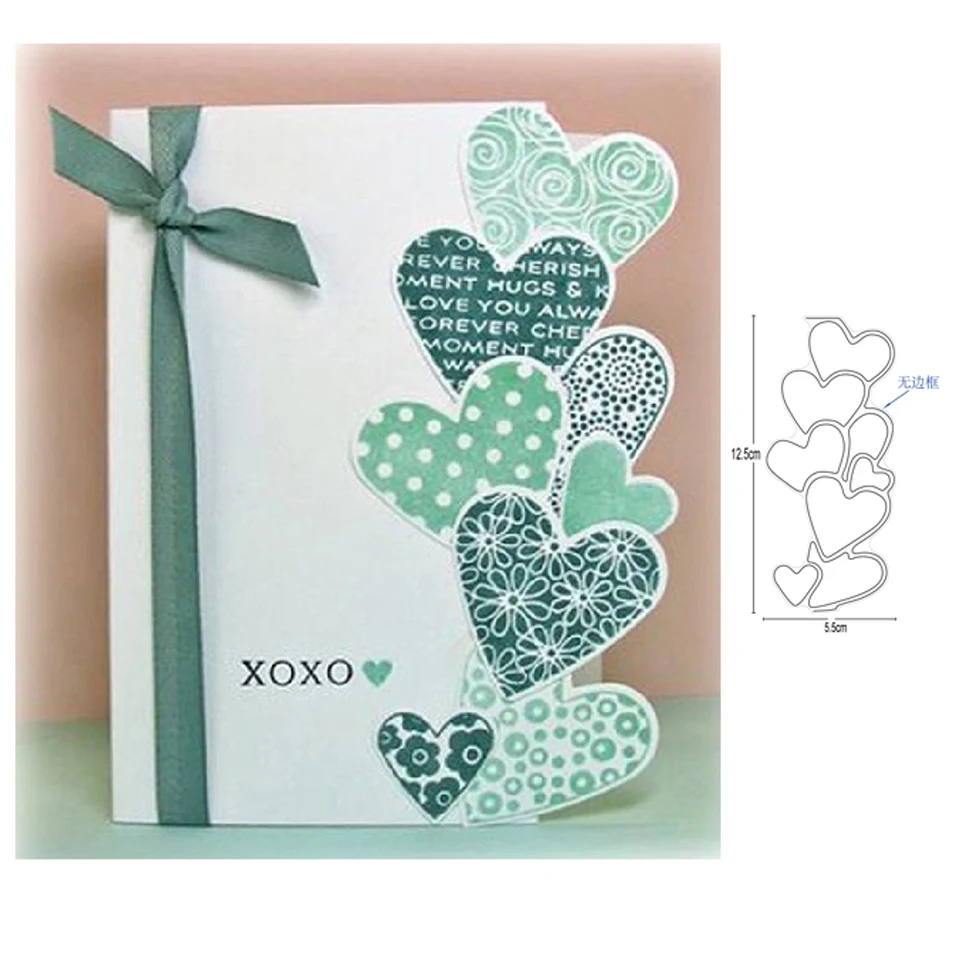 

metal cutting dies layer linked heart cut die mold decoration Scrapbook paper craft knife mould blade punch stencils dies